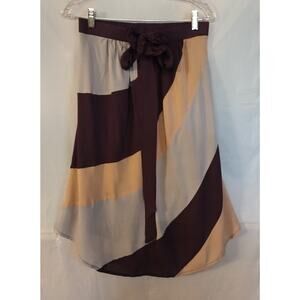 NWT Ryu: Midi Skirt Boho Colorblock Flower Embellishment Purple Gray Tan Size S